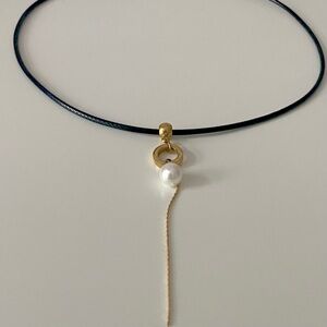 Freshwater Pearl Drop Necklace with Black Cord
